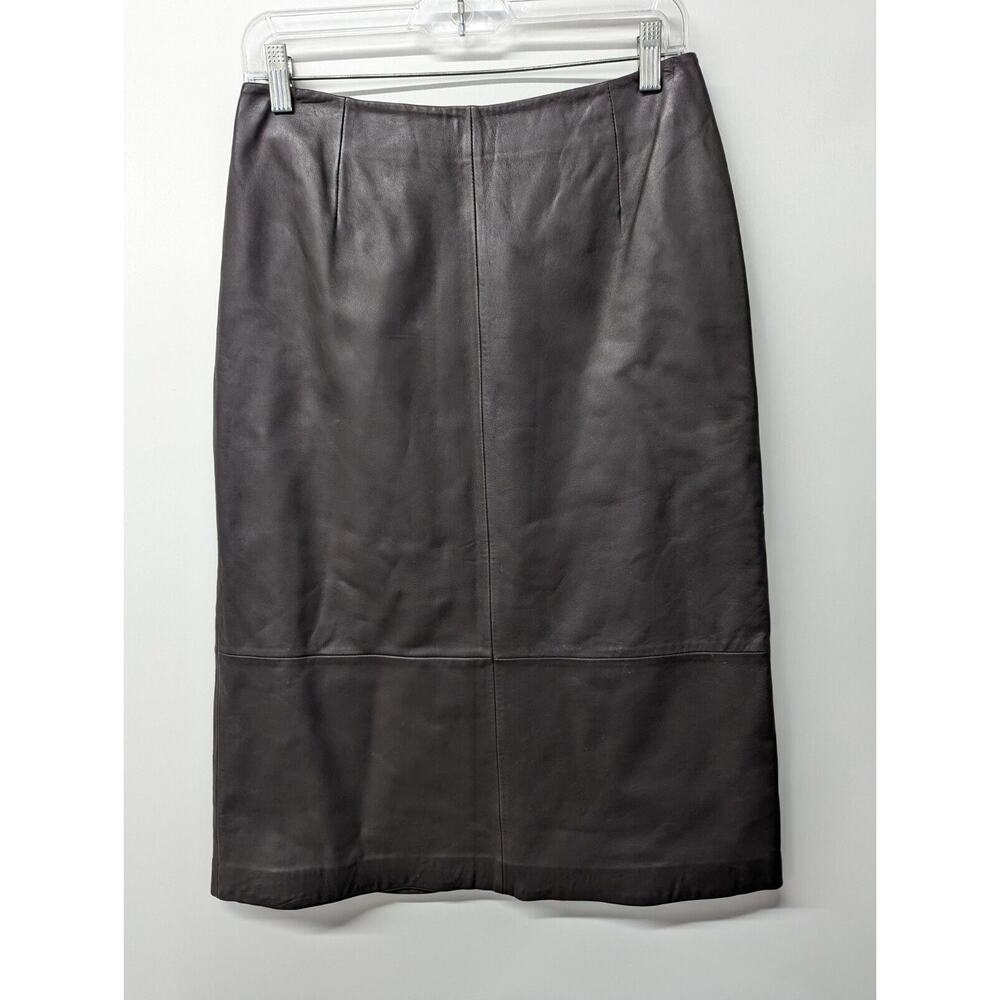 Eddie Bauer Women's Leather Skirt Soft Lamb Leather Fully Lined Brown Size 8